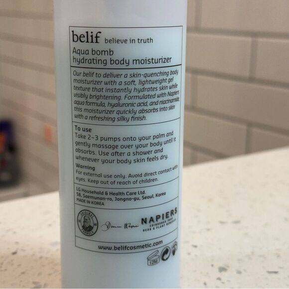 Belif Aqua Bomb Hydrating Body Moisturizer w skin brightening niacinamide - Picture 6 of 6